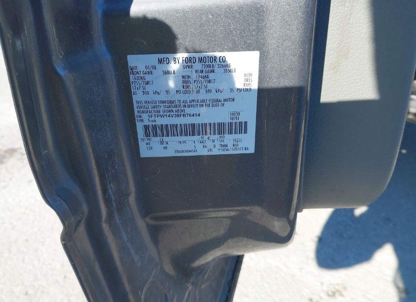 Photo 9 of 2008 Ford F-150 60TH ANNIVERSARY/FX4/KING RANCH/LARIAT/XLT (VIN 1FTPW14V38FB76414)