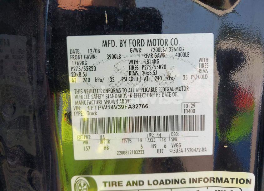 Photo 9 of 2009 Ford F-150 FX4/KING RANCH/LARIAT/PLATINUM/XL/XLT (VIN 1FTPW14V39FA32766)