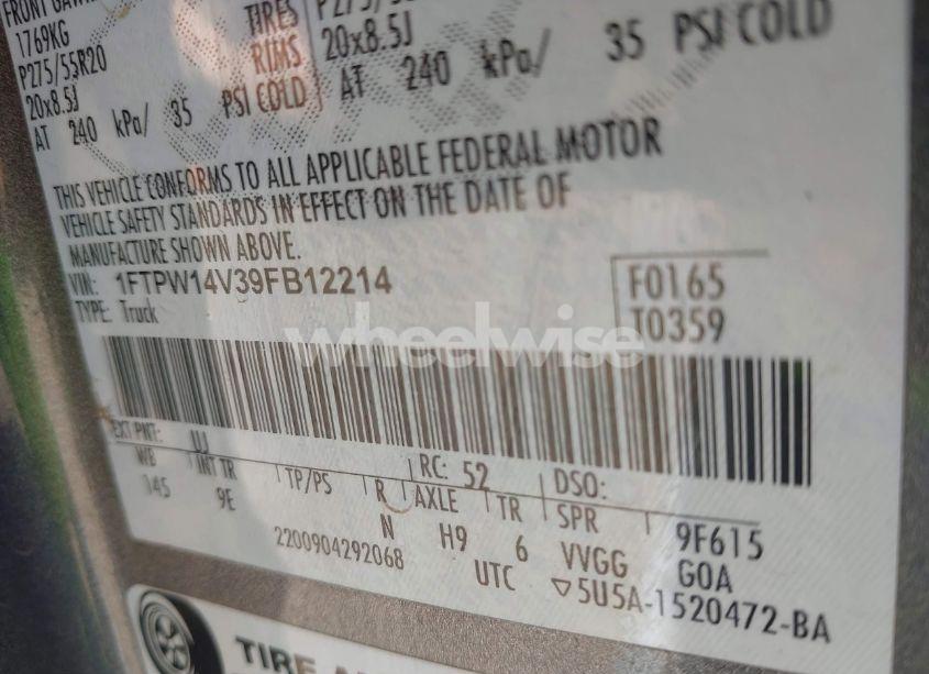 Photo 9 of 2009 Ford F-150 FX4/KING RANCH/LARIAT/PLATINUM/XL/XLT (VIN 1FTPW14V39FB12214)