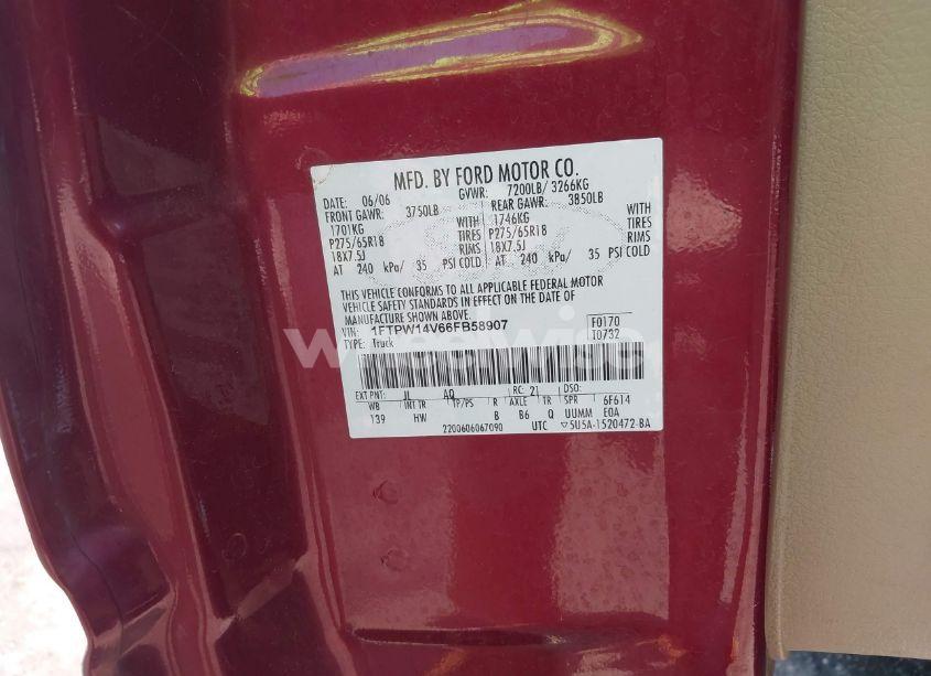 Photo 9 of 2006 Ford F-150 FX4/LARIAT/XLT (VIN 1FTPW14V66FB58907)