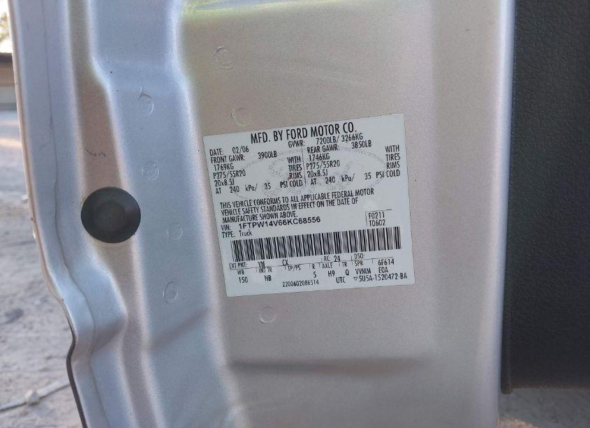 Photo 9 of 2006 Ford F-150 FX4/LARIAT/XLT (VIN 1FTPW14V66KC68556)