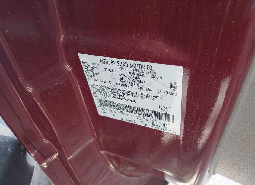 Photo 9 of 2006 Ford F-150 FX4/LARIAT/XLT (VIN 1FTPW14V66KD37908)