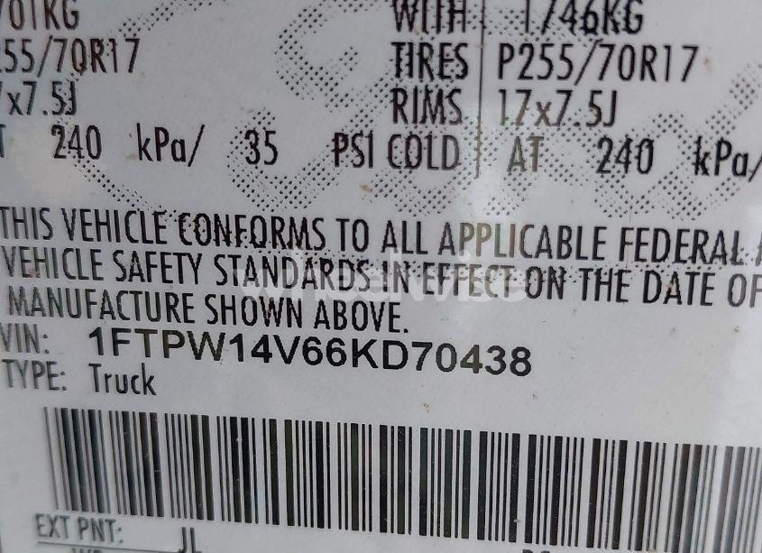 Photo 9 of 2006 Ford F-150 FX4/LARIAT/XLT (VIN 1FTPW14V66KD70438)