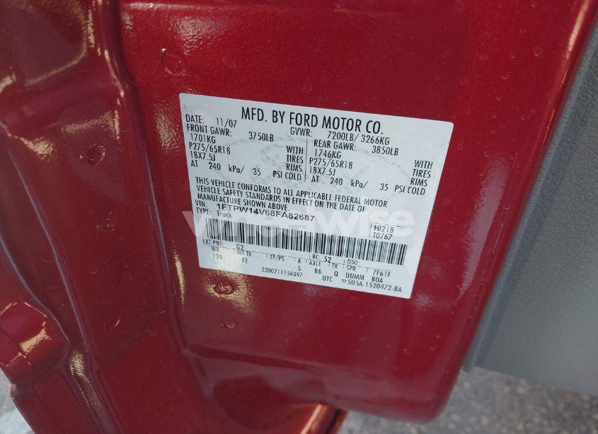 Photo 9 of 2008 Ford F-150 60TH ANNIVERSARY/FX4/KING RANCH/LARIAT/XLT (VIN 1FTPW14V68FA82687)