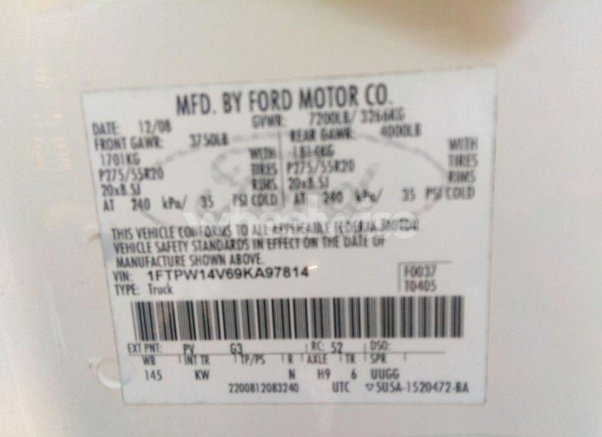 Photo 9 of 2009 Ford F-150 KING RANCH (VIN 1FTPW14V69KA97814)