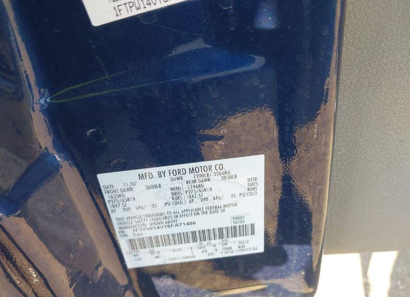 Photo 9 of 2008 Ford F-150 (VIN 1FTPW14V78FA71486)