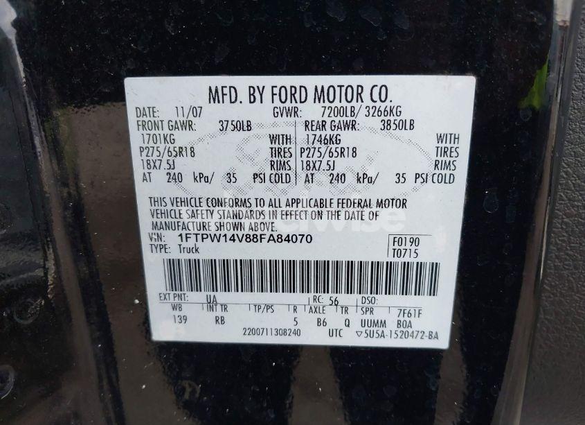 Photo 9 of 2008 Ford F-150 FX4 (VIN 1FTPW14V88FA84070)