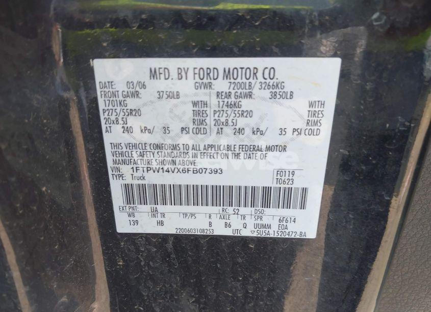 Photo 9 of 2006 Ford F-150 FX4/LARIAT/XLT (VIN 1FTPW14VX6FB07393)