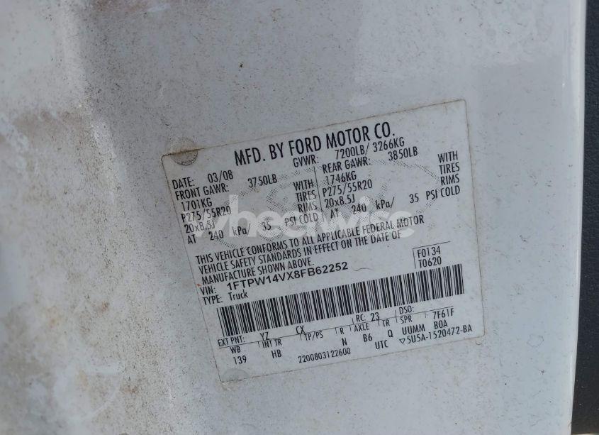 Photo 9 of 2008 Ford F-150 (VIN 1FTPW14VX8FB62252)