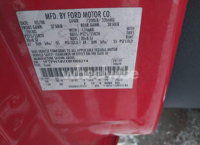 Photo 9 of 2008 Ford F-150 FX4 (VIN 1FTPW14VX8FB68214)