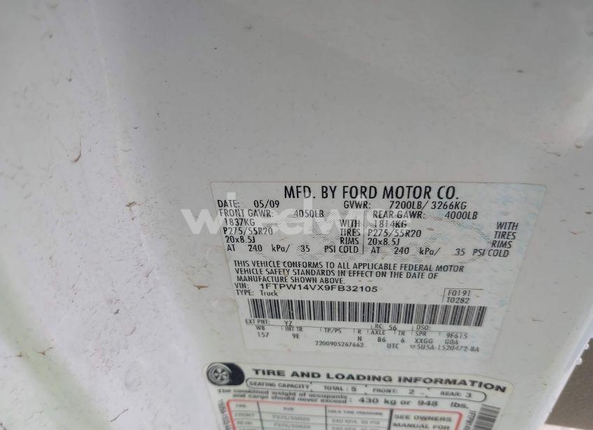 Photo 9 of 2009 Ford F-150 PLATINUM (VIN 1FTPW14VX9FB32105)