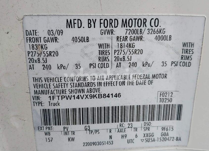 Photo 9 of 2009 Ford F-150 KING RANCH (VIN 1FTPW14VX9KB84146)