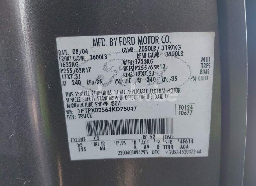 Photo 9 of 2004 Ford F-150 XLT (VIN 1FTPX02564KD75047)