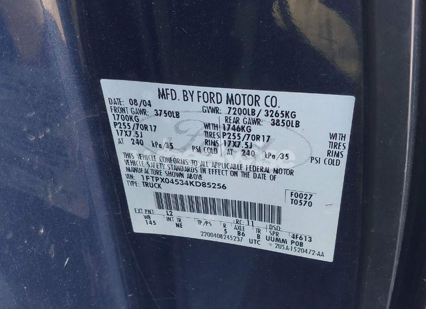 Photo 9 of 2004 Ford F-150 FX4/XLT (VIN 1FTPX04534KD85256)