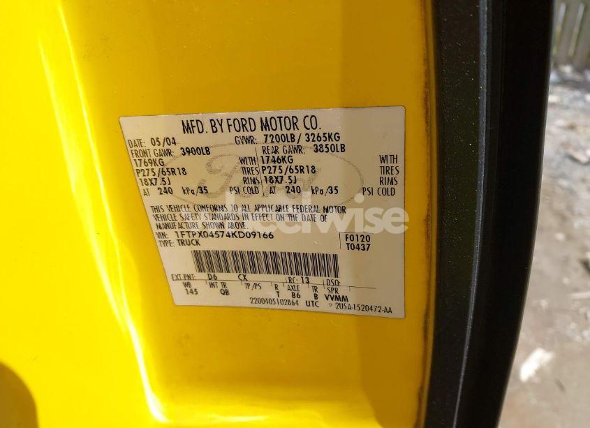 Photo 9 of 2004 Ford F-150 FX4/XLT (VIN 1FTPX04574KD09166)