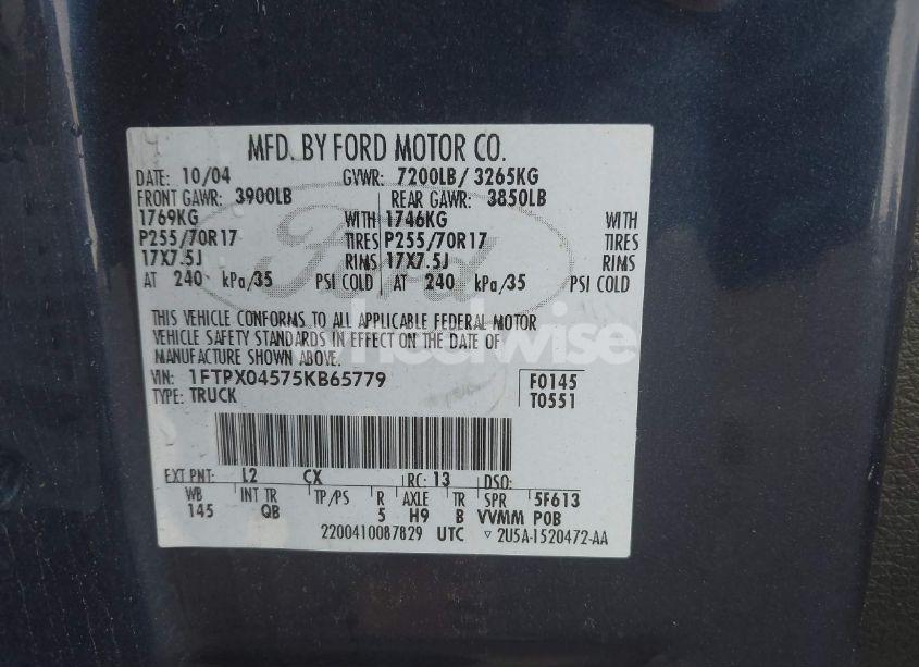 Photo 9 of 2005 Ford F-150 FX4/XLT (VIN 1FTPX04575KB65779)