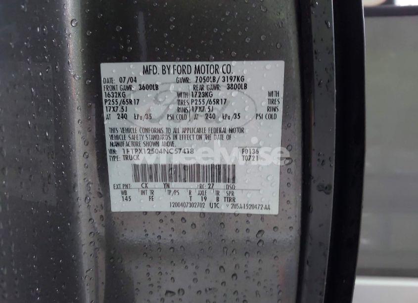 Photo 9 of 2004 Ford F-150 LARIAT/XL/XLT (VIN 1FTPX12504NC57418)