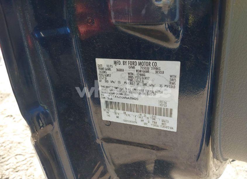 Photo 9 of 2006 Ford F-150 LARIAT/XL/XLT (VIN 1FTPX12506NA39420)