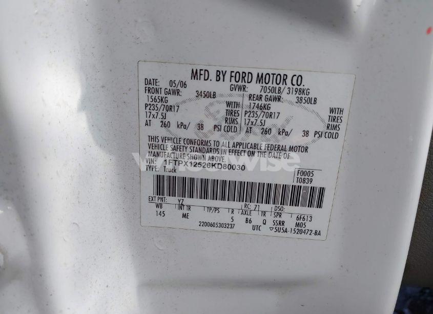 Photo 9 of 2006 Ford F-150 LARIAT/XL/XLT (VIN 1FTPX12526KD80030)