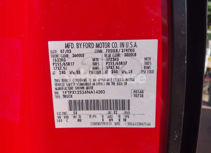 Photo 9 of 2004 Ford F-150 LARIAT/XL/XLT (VIN 1FTPX12534NA14203)