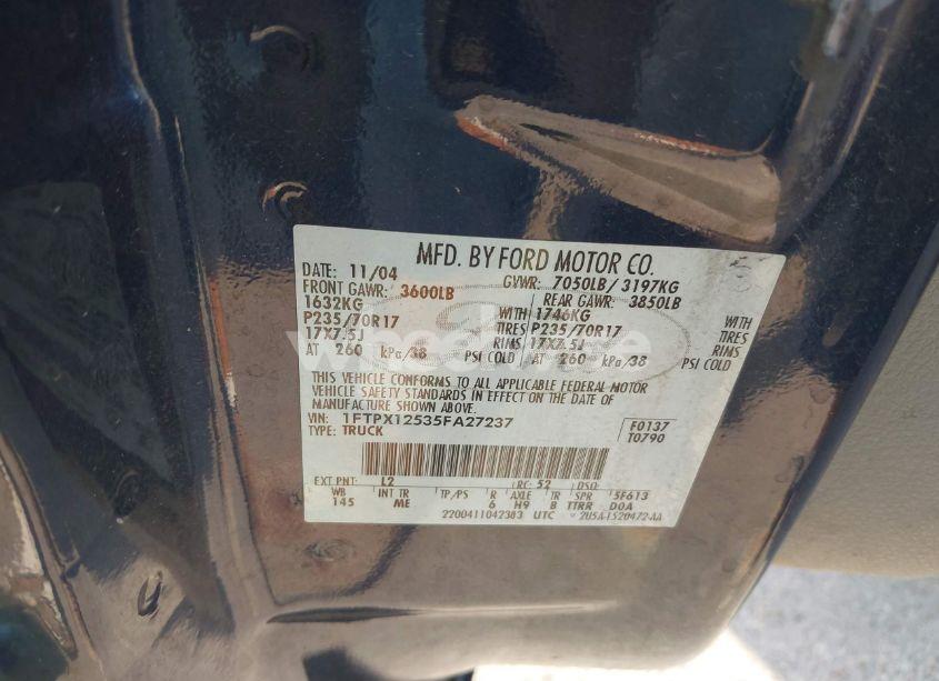 Photo 9 of 2005 Ford F-150 LARIAT/XL/XLT (VIN 1FTPX12535FA27237)