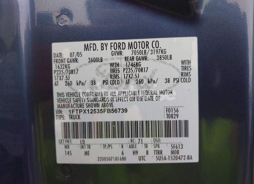 Photo 9 of 2005 Ford F-150 LARIAT/XL/XLT (VIN 1FTPX12535FB56739)