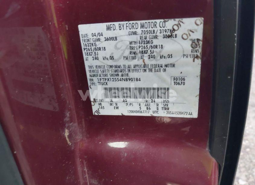 Photo 9 of 2004 Ford F-150 LARIAT/XL/XLT (VIN 1FTPX12554NB90184)