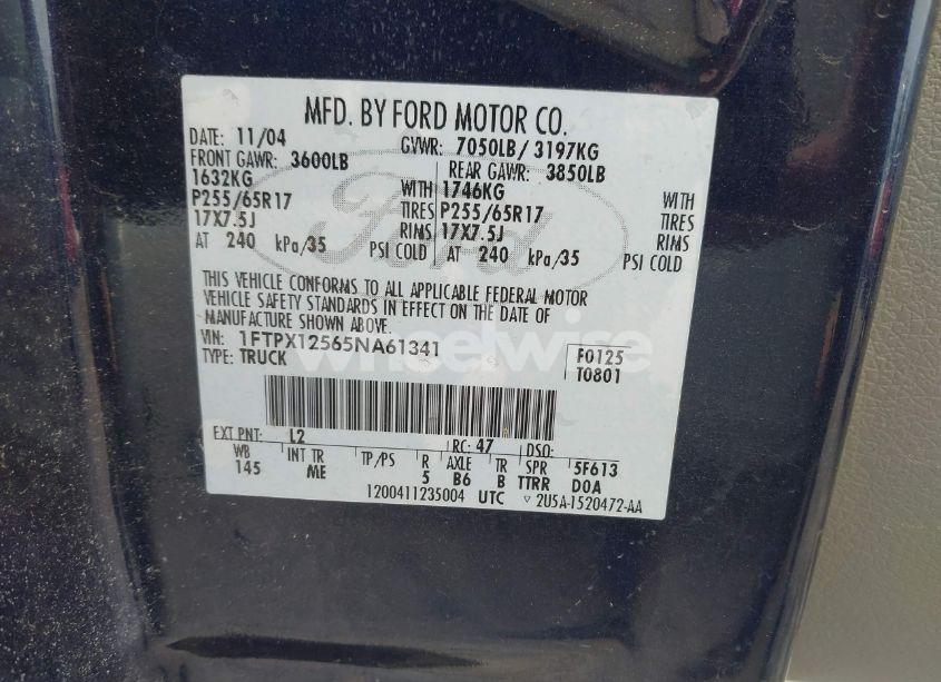 Photo 9 of 2005 Ford F-150 LARIAT/XL/XLT (VIN 1FTPX12565NA61341)