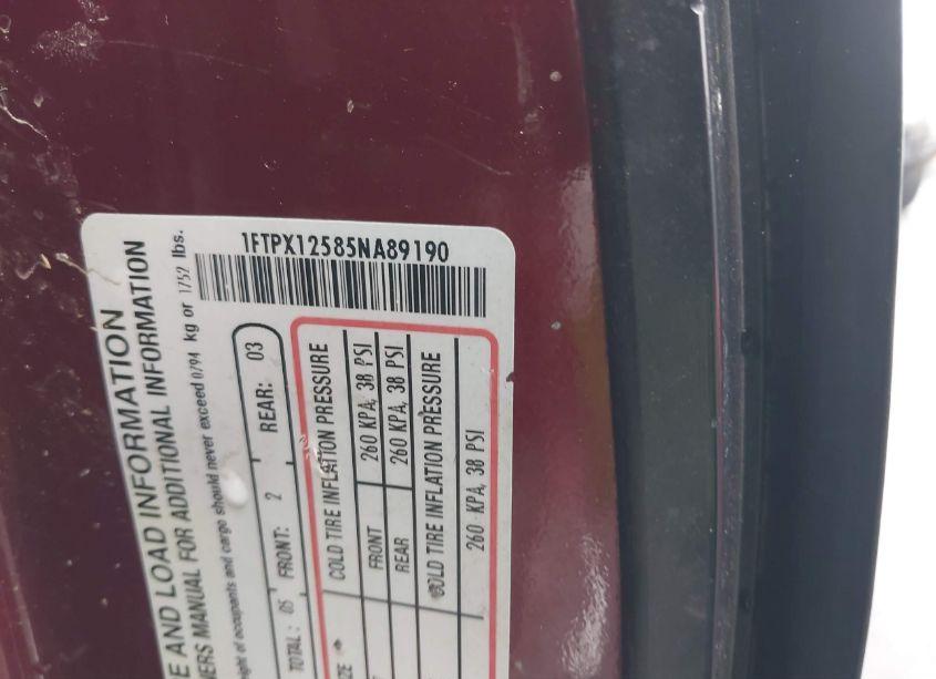 Photo 9 of 2005 Ford F-150 LARIAT/XL/XLT (VIN 1FTPX12585NA89190)