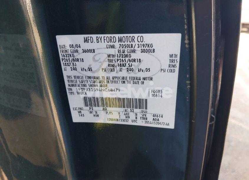 Photo 9 of 2004 Ford F-150 LARIAT/XL/XLT (VIN 1FTPX12594NC68479)