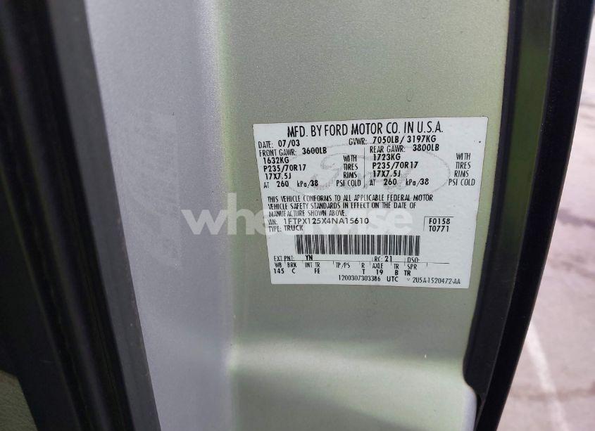 Photo 9 of 2004 Ford F-150 LARIAT/XL/XLT (VIN 1FTPX125X4NA15610)