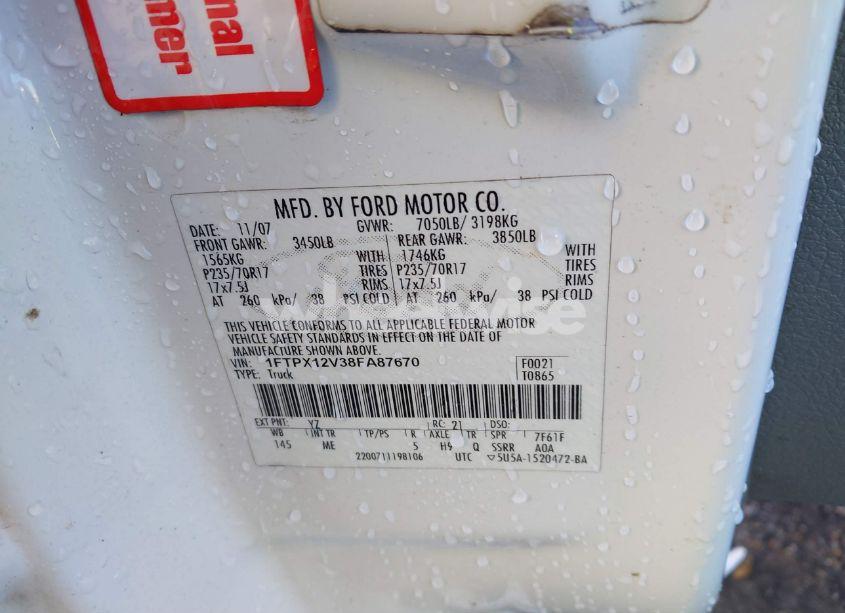 Photo 9 of 2008 Ford F-150 FX2/LARIAT/XL/XLT (VIN 1FTPX12V38FA87670)