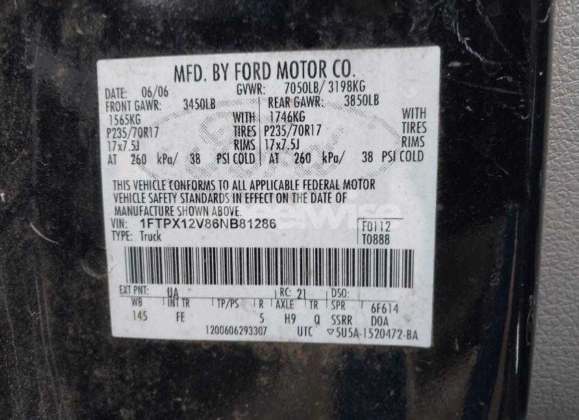 Photo 9 of 2006 Ford F-150 LARIAT/XL/XLT (VIN 1FTPX12V86NB81286)