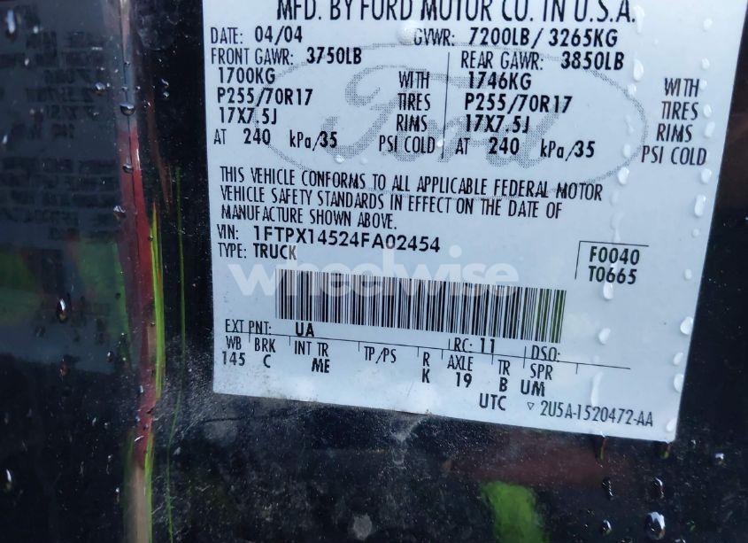 Photo 9 of 2004 Ford F-150 FX4/LARIAT/XL/XLT (VIN 1FTPX14524FA02454)