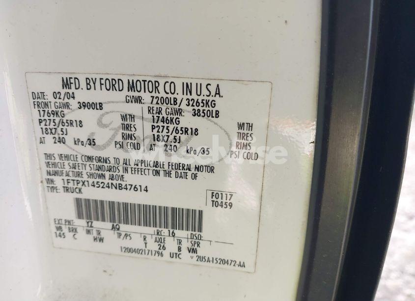 Photo 9 of 2004 Ford F-150 FX4/LARIAT/XL/XLT (VIN 1FTPX14524NB47614)