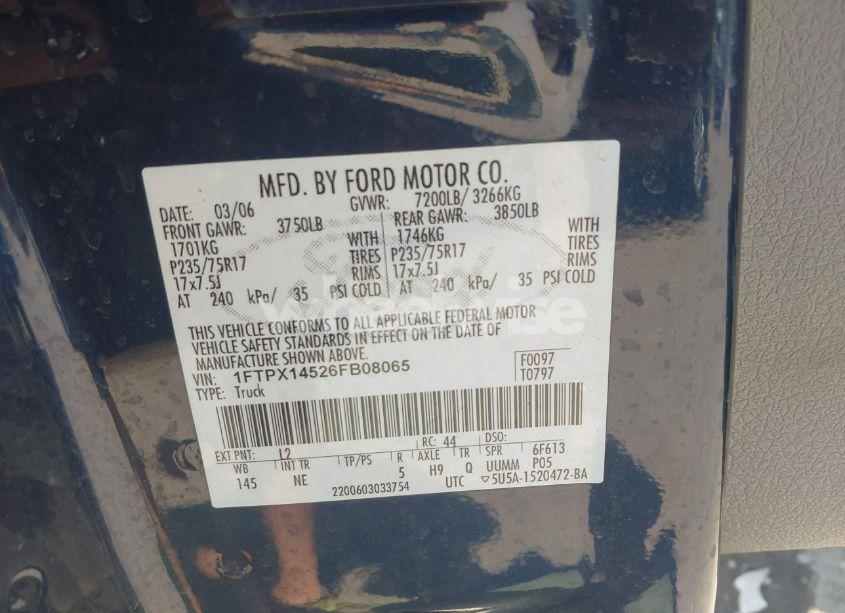 Photo 9 of 2006 Ford F-150 FX4/LARIAT/XL/XLT (VIN 1FTPX14526FB08065)