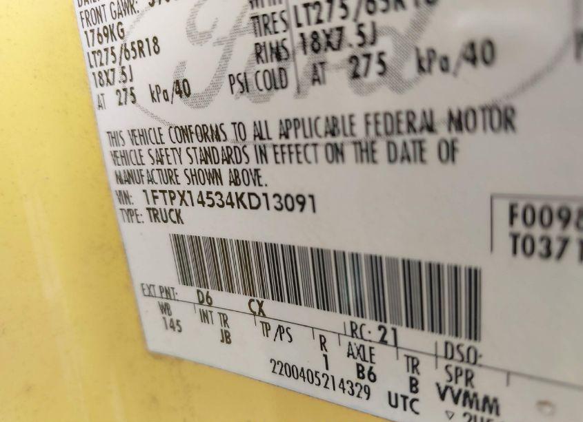 Photo 9 of 2004 Ford F-150 FX4/LARIAT/XL/XLT (VIN 1FTPX14534KD13091)