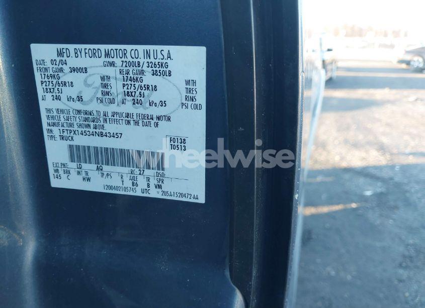 Photo 9 of 2004 Ford F-150 FX4/LARIAT/XL/XLT (VIN 1FTPX14534NB43457)