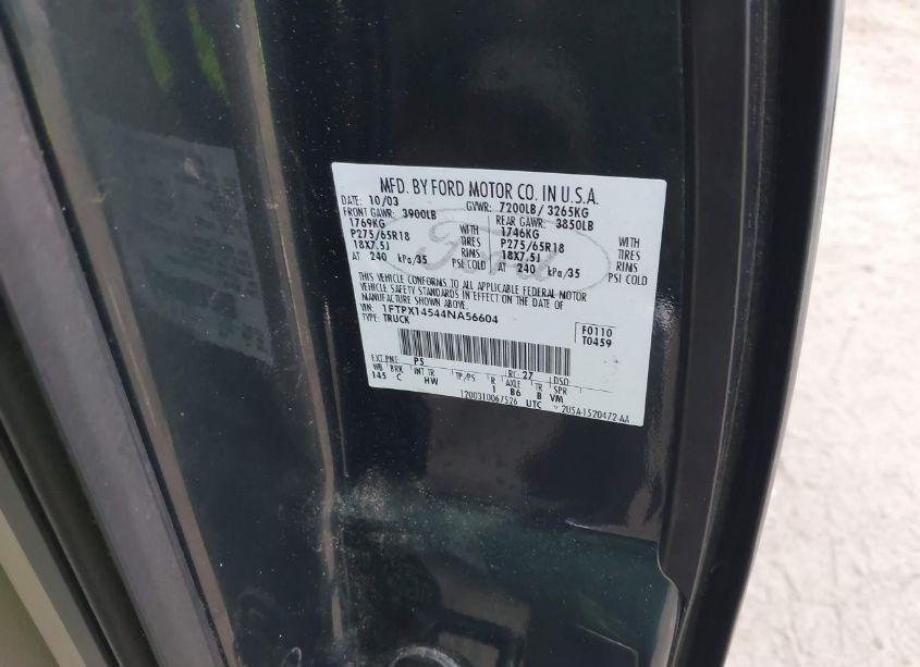 Photo 9 of 2004 Ford F-150 FX4/LARIAT/XL/XLT (VIN 1FTPX14544NA56604)