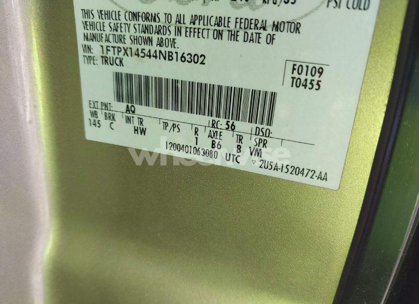 Photo 9 of 2004 Ford F-150 FX4/LARIAT/XL/XLT (VIN 1FTPX14544NB16302)