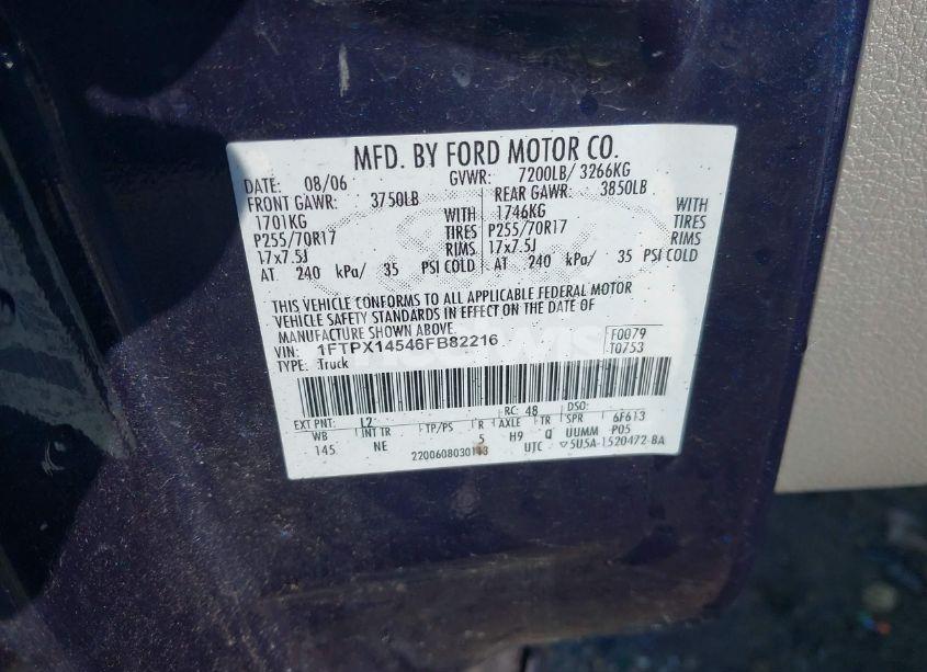 Photo 9 of 2006 Ford F-150 FX4/LARIAT/XL/XLT (VIN 1FTPX14546FB82216)