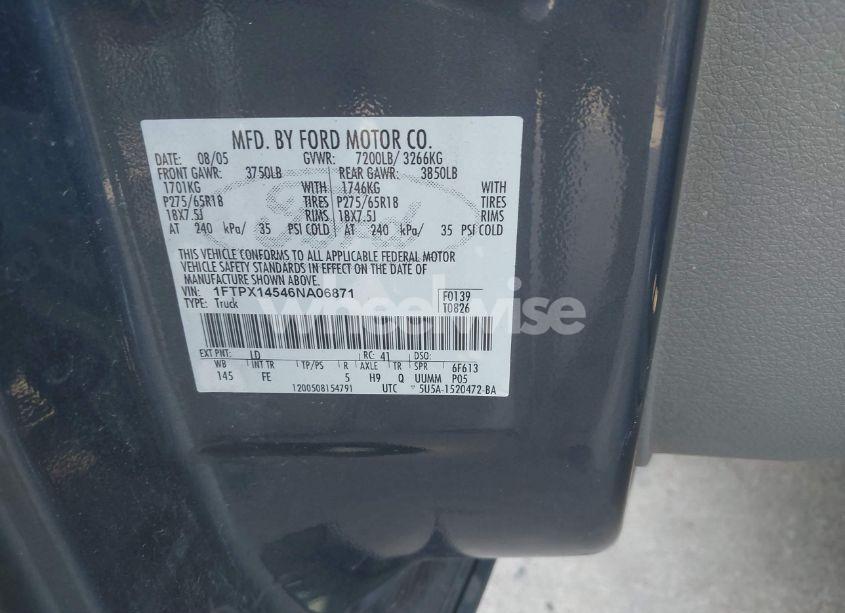 Photo 9 of 2006 Ford F-150 FX4/LARIAT/XL/XLT (VIN 1FTPX14546NA06871)