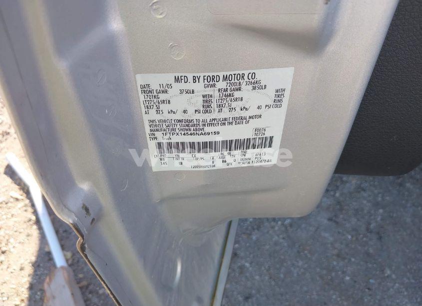 Photo 9 of 2006 Ford F-150 FX4/LARIAT/XL/XLT (VIN 1FTPX14546NA69159)