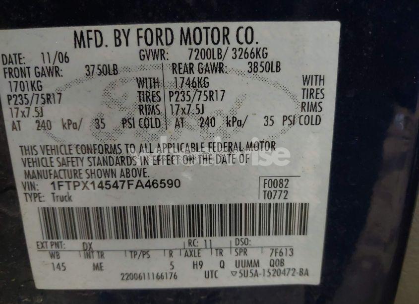Photo 9 of 2007 Ford F-150 FX4/LARIAT/XL/XLT (VIN 1FTPX14547FA46590)
