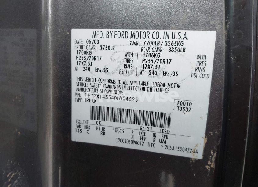 Photo 9 of 2004 Ford F-150 FX4/LARIAT/XL/XLT (VIN 1FTPX14554NA04625)