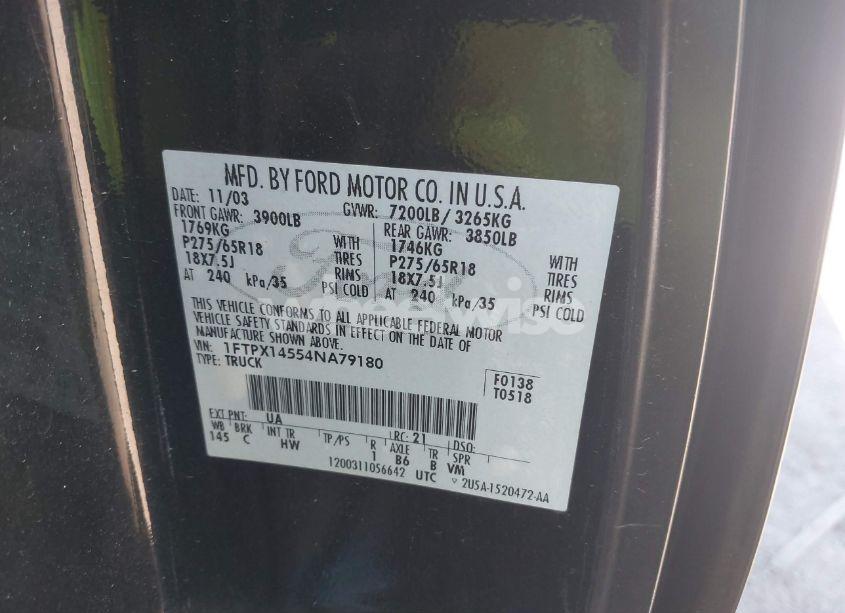 Photo 9 of 2004 Ford F-150 FX4/LARIAT/XL/XLT (VIN 1FTPX14554NA79180)