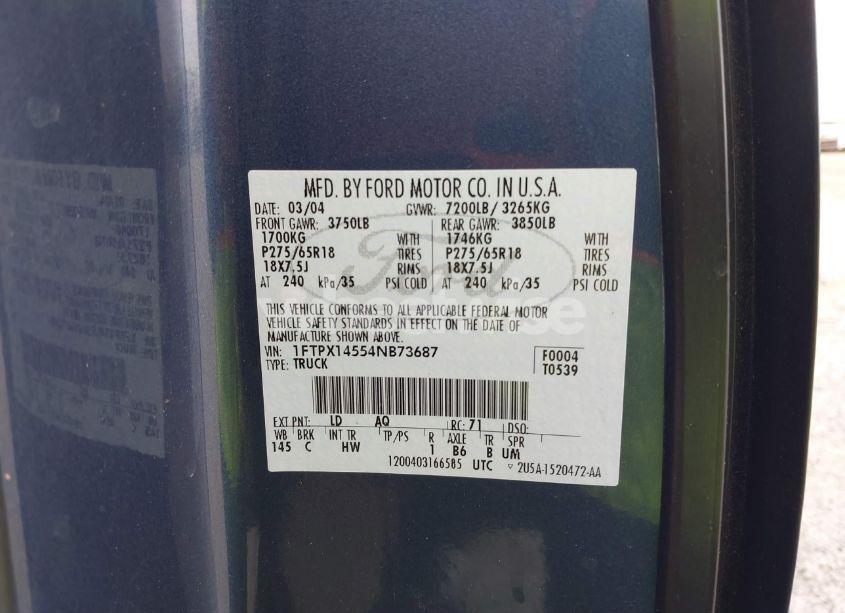 Photo 9 of 2004 Ford F-150 (VIN 1FTPX14554NB73687)