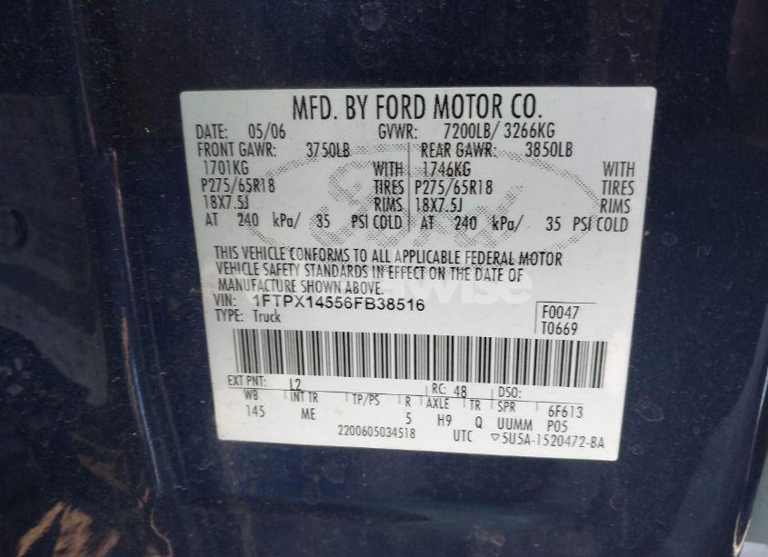 Photo 9 of 2006 Ford F-150 FX4/LARIAT/XL/XLT (VIN 1FTPX14556FB38516)
