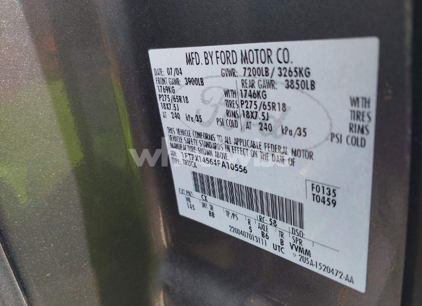 Photo 9 of 2004 Ford F-150 FX4/LARIAT/XL/XLT (VIN 1FTPX14564FA10556)