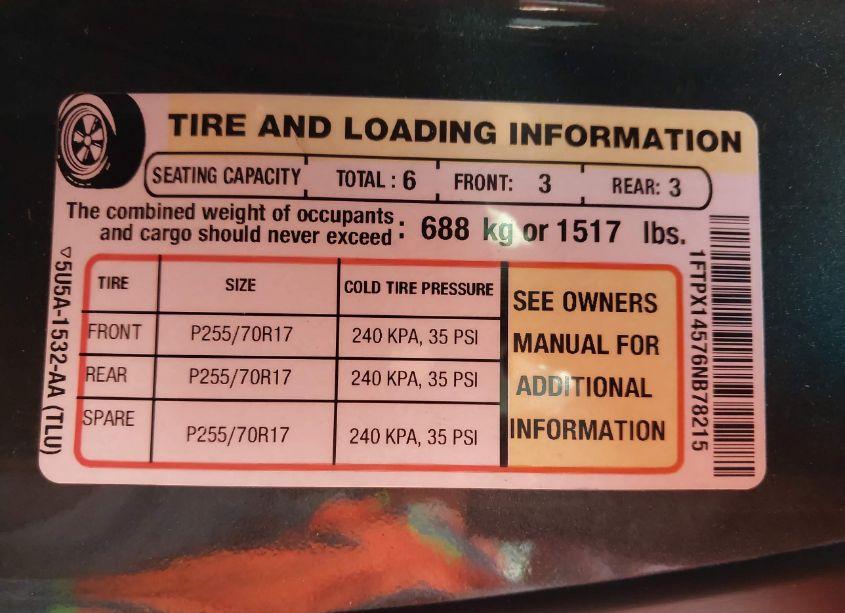 Photo 9 of 2006 Ford F-150 FX4/LARIAT/XL/XLT (VIN 1FTPX14576NB78215)